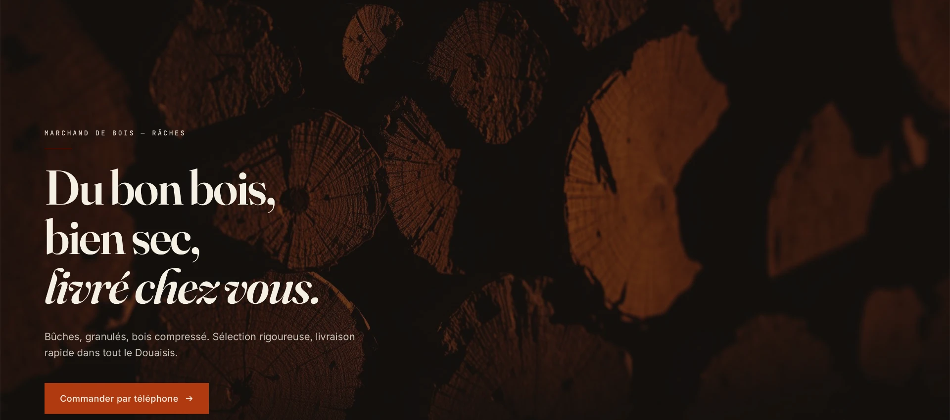 Aperçu du site démo bois de chauffage réalisé par Le Pavé Digital