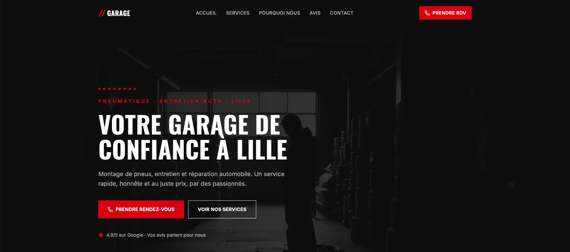 Aperçu du site démo garage automobile réalisé par Le Pavé Digital